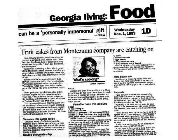 newspaper article about fruit cake